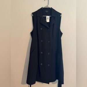 Torrid Black Double-Breasted Sleeveless Long Vest